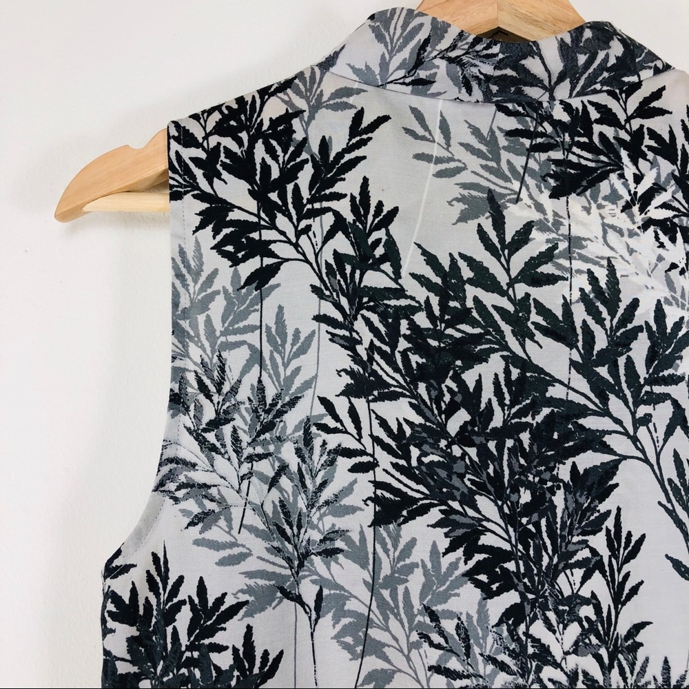 Bananas Republic Y2K Bamboo Leaf Printed Tank Top Sz S Cowl Neck Career Academia - Picture 7 of 7